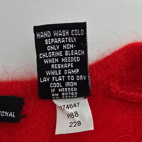 Moda International Angora Blend Sweater Large Puff Sleeve Red Top Sweatheart - Picture 7 of 7